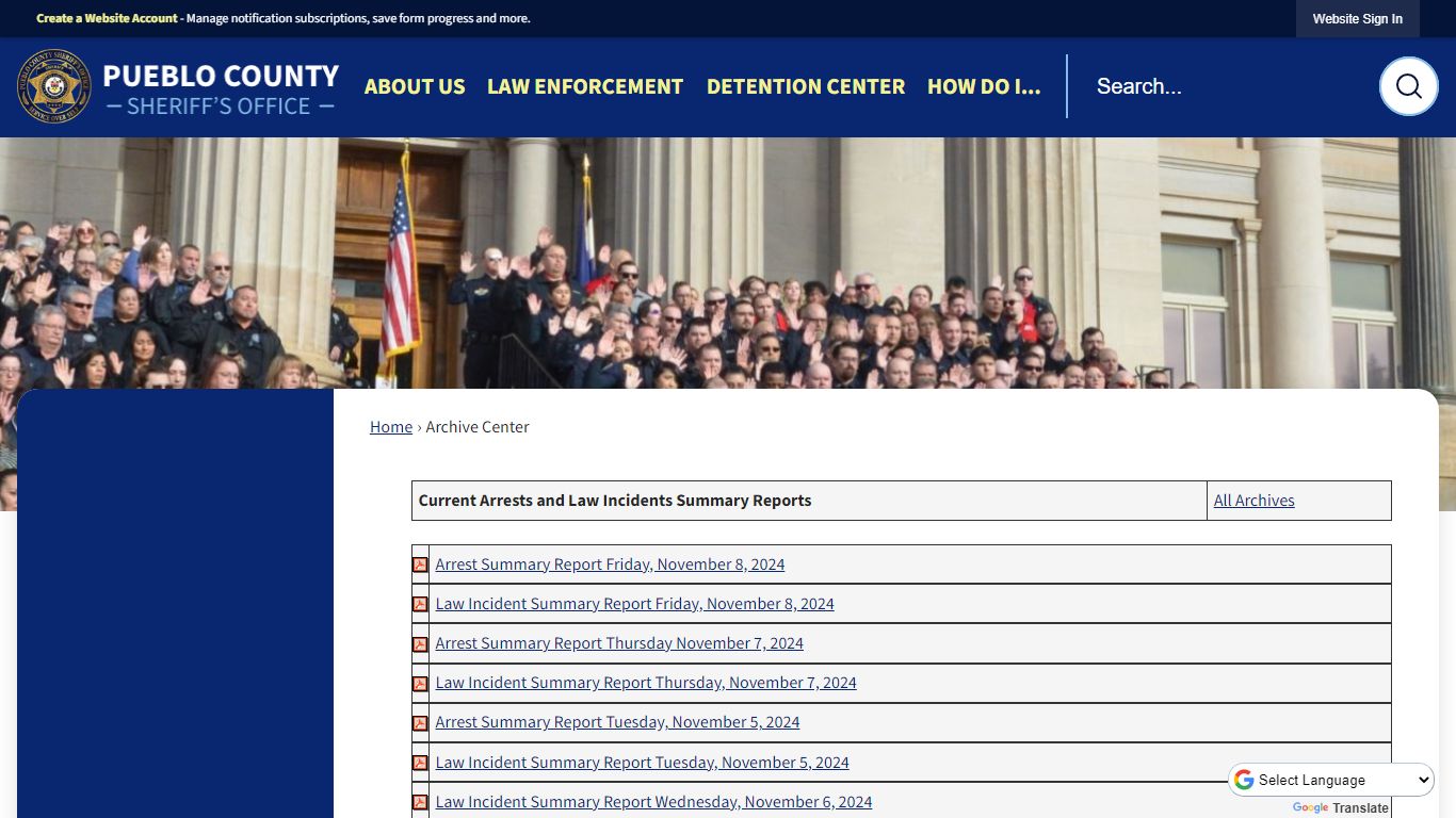 Archive Center • Current Arrests and Law Incidents Summary R