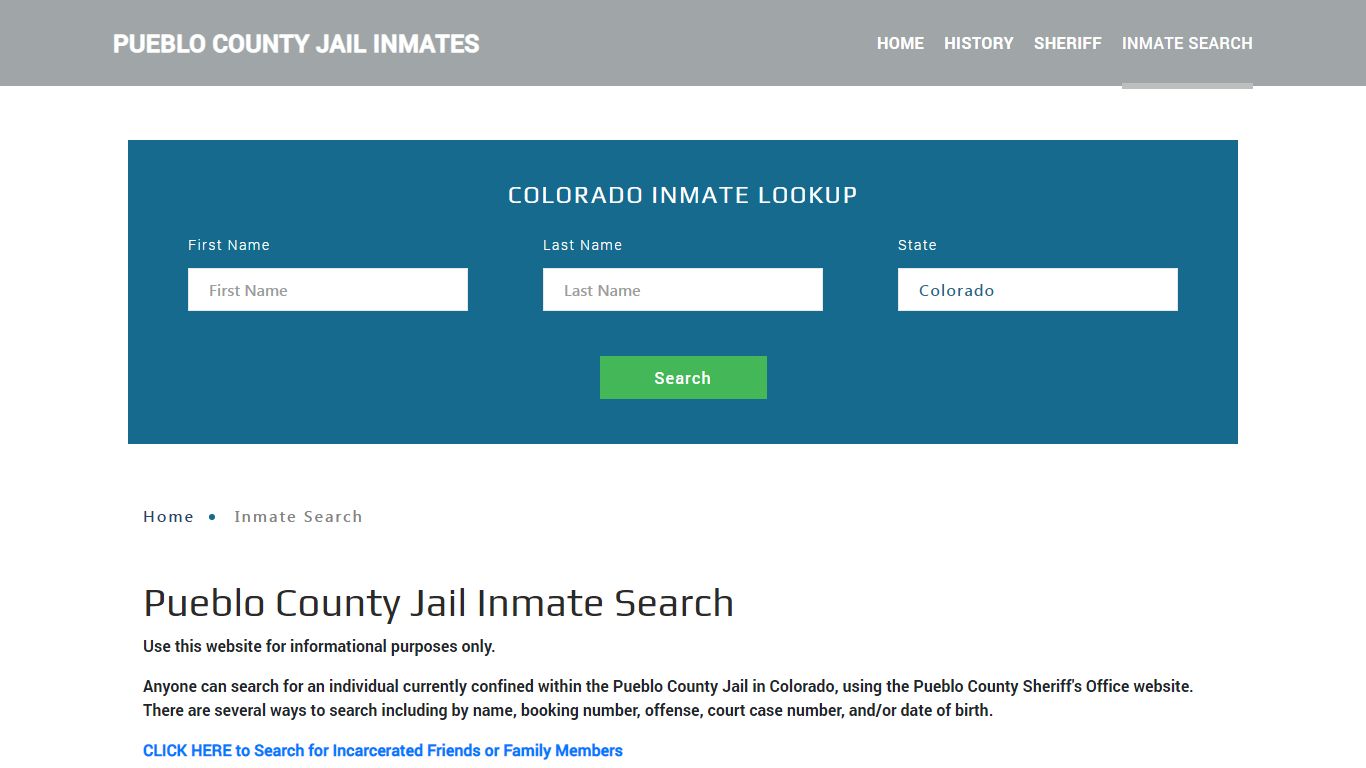 Pueblo County, CO Detainee Lookup