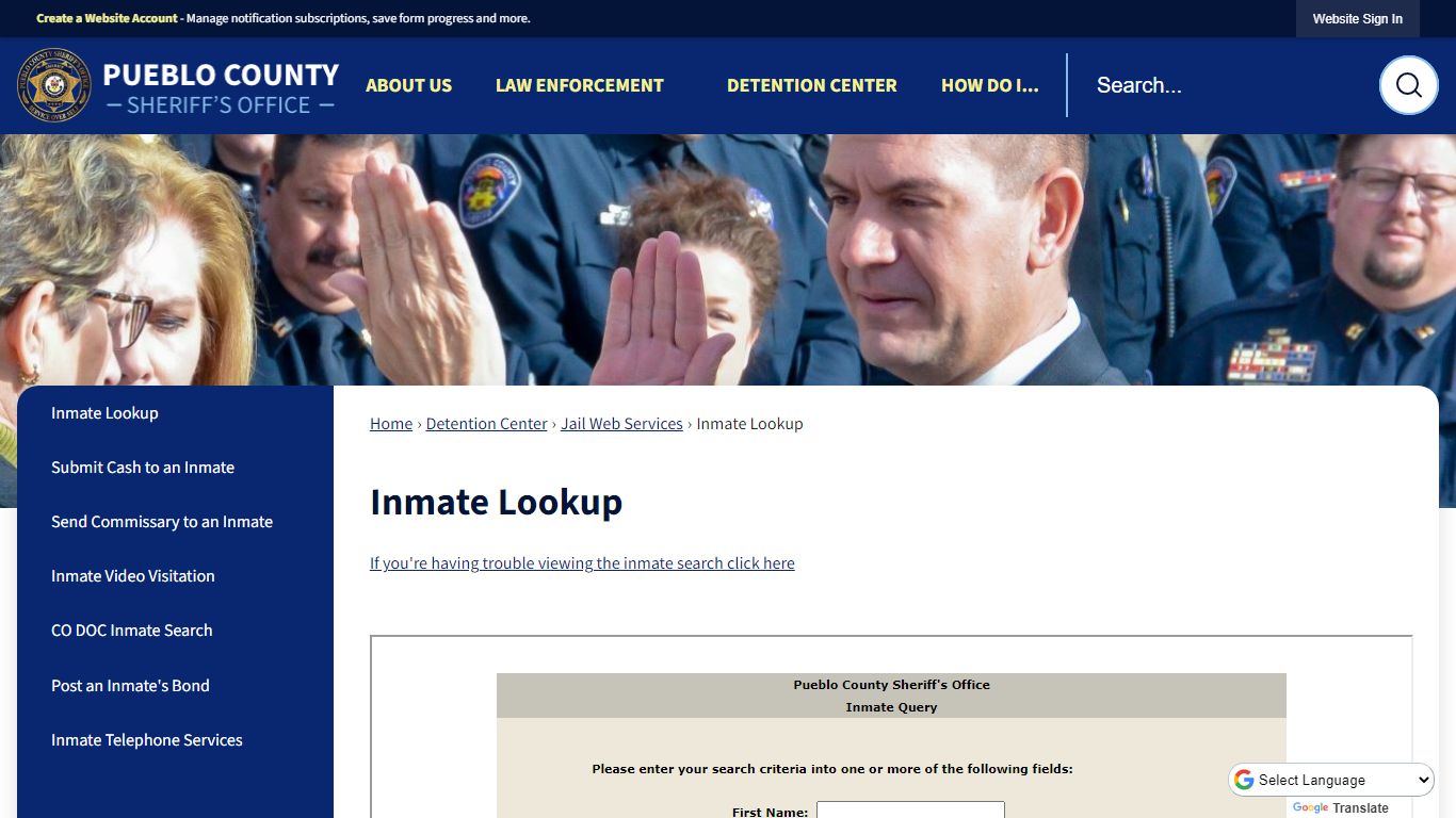 Inmate Lookup | Pueblo County Sheriff, CO