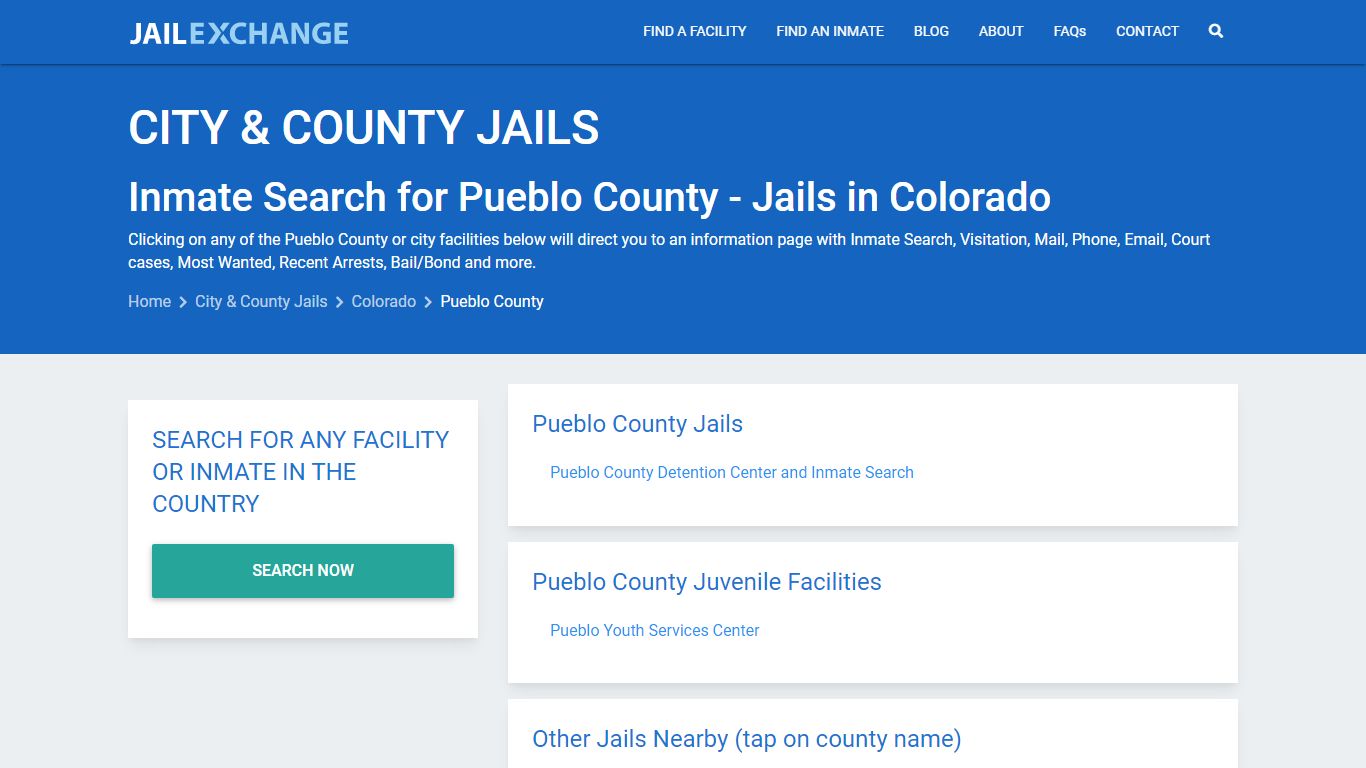 Inmate Search for Pueblo County | Jails in Colorado - Jail Exchange